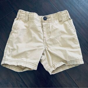 Carter's Baby Boy Khaki Flat-Front Button Soft Jean Shorts | Size: 24m.